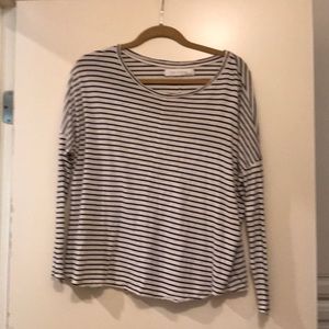 Zara navy and blue striped shirt.